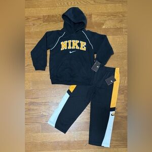 NWT Vintage Nike grey tag black & yellow 2pc hoodie & pants outfit set 6-7 boys